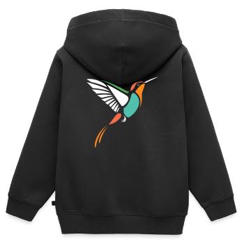 Kolibri - Kinder Premium Organic Zip Hoodie - Schwarz - Hinten - AI Model Kid Male (0cm)