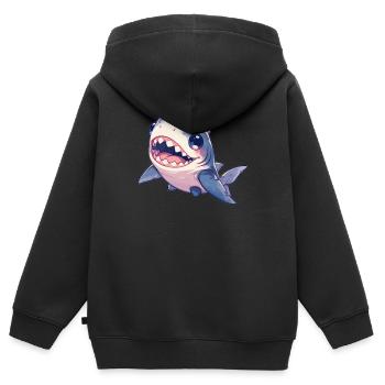 Weiße Haie Weißer Hai - Kinder Premium Organic Zip Hoodie - Schwarz - Hinten - AI Model Kid Male (0cm)