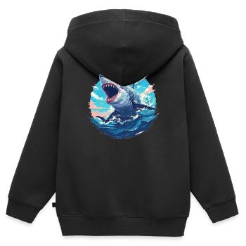 Weiße Haie Weißer Hai - Kinder Premium Organic Zip Hoodie - Schwarz - Hinten - AI Model Kid Male (0cm)
