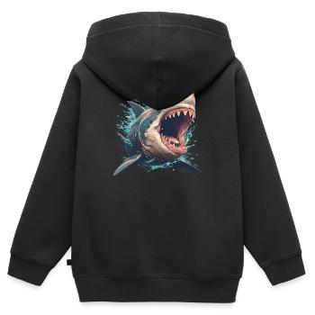 Weiße Haie Weißer Hai - Kinder Premium Organic Zip Hoodie - Schwarz - Hinten - AI Model Kid Male (0cm)