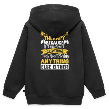 Wenn sie nicht atmen Atemtherapeut - Kinder Premium Organic Zip Hoodie - Schwarz - Hinten - AI Model Kid Male (0cm)