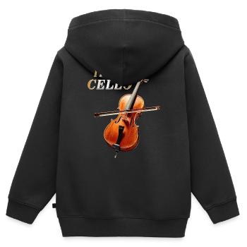 JE SENS MON VIOLONCELLE - Sweat Premium à capuche zippé enfant bio - noir - Dos - AI Model Kid Male (0cm)