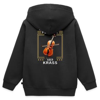 VIOLONCELLE JE NE JOUE PAS PARFAITEMENT MAIS GROSSIER - Sweat Premium à capuche zippé enfant bio - noir - Dos - AI Model Kid Male (0cm)