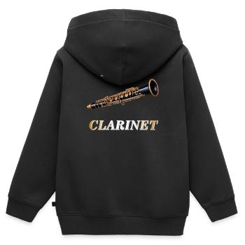 JE SENS MA CLARINETTE - Sweat Premium à capuche zippé enfant bio - noir - Dos - AI Model Kid Male (0cm)