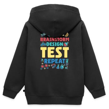 Répétition du test de conception de remue-méninges - Sweat Premium à capuche zippé enfant bio - noir - Dos - AI Model Kid Male (0cm)