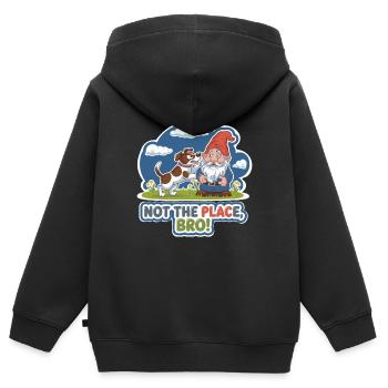 SÜSSE HUNDE, NICHT DER ORT, BRUDER - Kinder Premium Organic Zip Hoodie - Schwarz - Hinten - AI Model Kid Male (0cm)