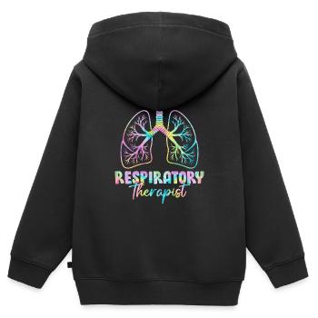 Atemtherapeut Tie Dye Gesundheitswesen Lunge - Kinder Premium Organic Zip Hoodie - Schwarz - Hinten - AI Model Kid Male (0cm)