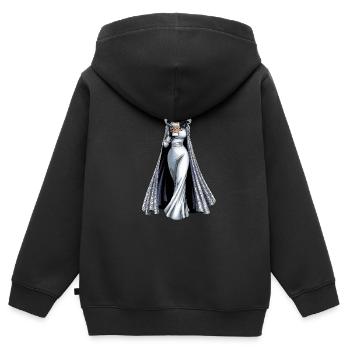 Femme fantomatique avec inspiration café - Sweat Premium à capuche zippé enfant bio - noir - Dos - AI Model Kid Male (0cm)
