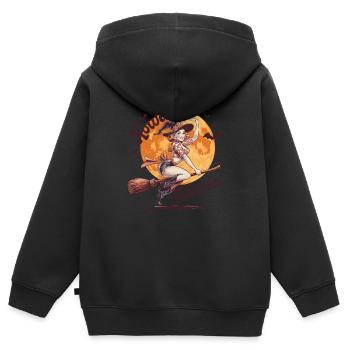 balai de sorcières hody avec belle sorcière - Sweat Premium à capuche zippé enfant bio - noir - Dos - AI Model Kid Male (0cm)