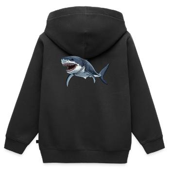 Requins Requin - Sweat Premium à capuche zippé enfant bio - noir - Dos - AI Model Kid Male (0cm)