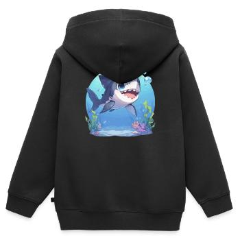 Requins Requin - Sweat Premium à capuche zippé enfant bio - noir - Dos - AI Model Kid Male (0cm)