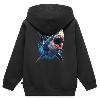 Requins Requin - Sweat Premium à capuche zippé enfant bio - noir - Dos - AI Model Kid Male (0cm)
