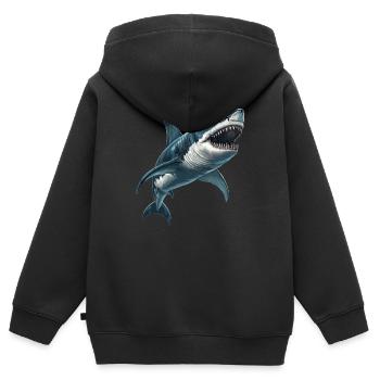 Requins Requin - Sweat Premium à capuche zippé enfant bio - noir - Dos - AI Model Kid Male (0cm)