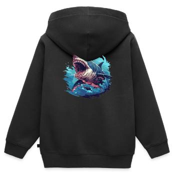 Requins Requin - Sweat Premium à capuche zippé enfant bio - noir - Dos - AI Model Kid Male (0cm)