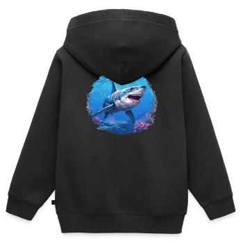 Haie Hai - Kinder Premium Organic Zip Hoodie - Schwarz - Hinten - AI Model Kid Male (0cm)