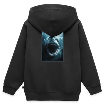 Requins Requin - Sweat Premium à capuche zippé enfant bio - noir - Dos - AI Model Kid Male (0cm)