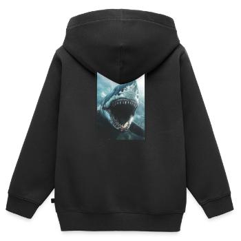 Requins Requin - Sweat Premium à capuche zippé enfant bio - noir - Dos - AI Model Kid Male (0cm)