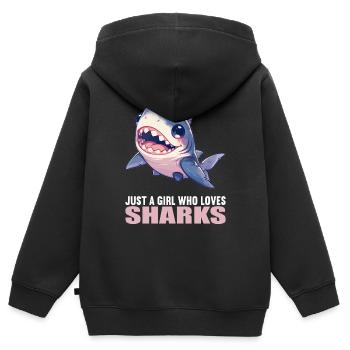 Requins Requin - Sweat Premium à capuche zippé enfant bio - noir - Dos - AI Model Kid Male (0cm)