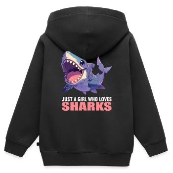 Requins Requin - Sweat Premium à capuche zippé enfant bio - noir - Dos - AI Model Kid Male (0cm)