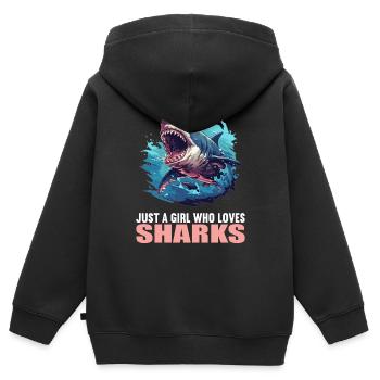 Requins Requin - Sweat Premium à capuche zippé enfant bio - noir - Dos - AI Model Kid Male (0cm)
