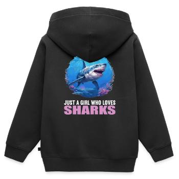 Requins Requin - Sweat Premium à capuche zippé enfant bio - noir - Dos - AI Model Kid Male (0cm)