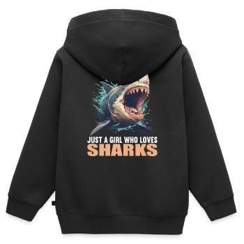 Requins Requin - Sweat Premium à capuche zippé enfant bio - noir - Dos - AI Model Kid Male (0cm)