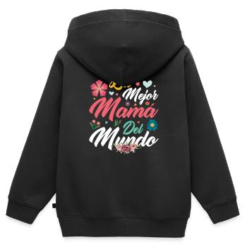 Das beste Muttertagsgeschenk der Welt - Kinder Premium Organic Zip Hoodie - Schwarz - Hinten - AI Model Kid Male (0cm)