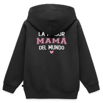 La meilleure maman du monde pour la fête des mères - Sweat Premium à capuche zippé enfant bio - noir - Dos - AI Model Kid Male (0cm)