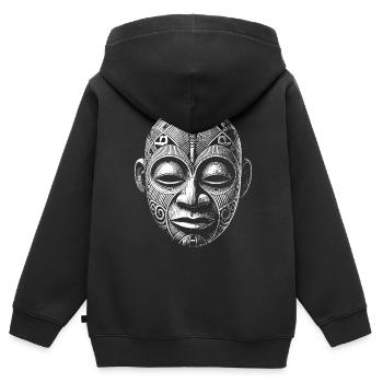 Maske - Kinder Premium Organic Zip Hoodie - Schwarz - Hinten - AI Model Kid Male (0cm)