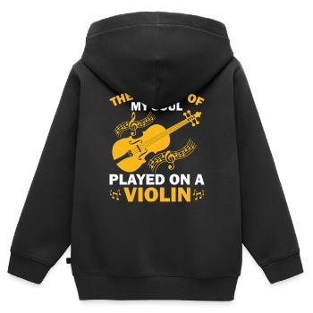 Musiciens de violon, professeurs de violon, amateurs de violon - Sweat Premium à capuche zippé enfant bio - noir - Dos - AI Model Kid Male (0cm)