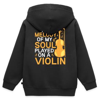 Musiciens de violon, professeurs de violon, amateurs de violon - Sweat Premium à capuche zippé enfant bio - noir - Dos - AI Model Kid Male (0cm)