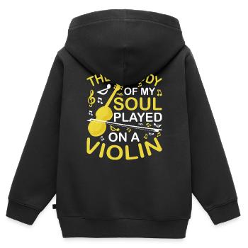 Musiciens de violon, professeurs de violon, amateurs de violon - Sweat Premium à capuche zippé enfant bio - noir - Dos - AI Model Kid Male (0cm)