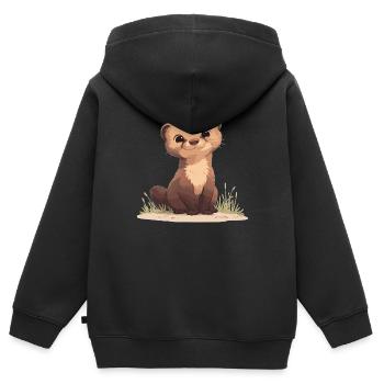 La mangouste de mangouste - Sweat Premium à capuche zippé enfant bio - noir - Dos - AI Model Kid Male (0cm)