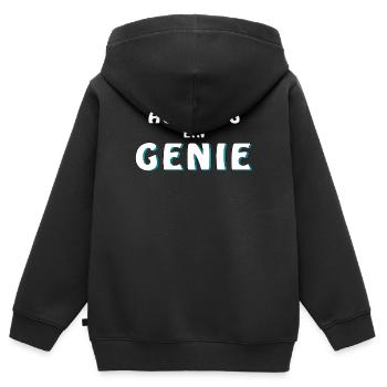 ACHTUNG EIN GENIE - Kinder Premium Organic Zip Hoodie - Schwarz - Hinten - AI Model Kid Male (0cm)