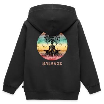 Balance Tree Lover Yoga Teacher - Kids Premium Organic Zip-up Hoodie - black - Back - AI Model Kid Male (0cm)