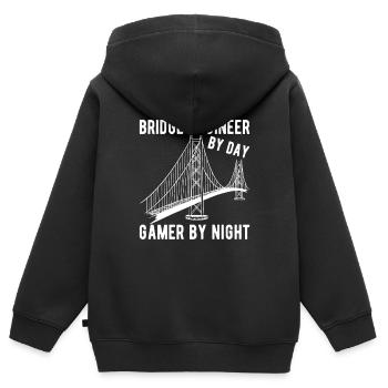 Ingénieur des ponts Construction de ponts - Sweat Premium à capuche zippé enfant bio - noir - Dos - AI Model Kid Male (0cm)