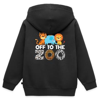 Zoo -Tiere Safari Party Zoo Safari Zoo -Tier - Kinder Premium Organic Zip Hoodie - Schwarz - Hinten - AI Model Kid Male (0cm)