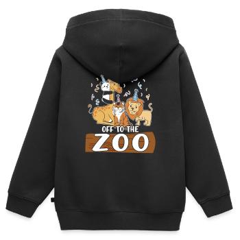 Zoo -Tiere Safari Party Zoo Safari Zoo -Tier - Kinder Premium Organic Zip Hoodie - Schwarz - Hinten - AI Model Kid Male (0cm)