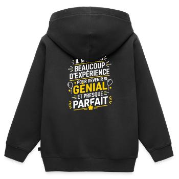 Die Erfahrung hat mich ausgezeichnet gemacht. - Kinder Premium Organic Zip Hoodie - Schwarz - Hinten - AI Model Kid Male (0cm)