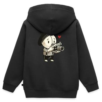 Le photographe timide de la pantomime - Sweat Premium à capuche zippé enfant bio - noir - Dos - AI Model Kid Male (0cm)
