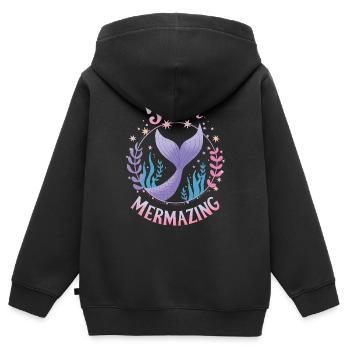 Fille Sirène 5 ans pour l’anniversaire - Sweat Premium à capuche zippé enfant bio - noir - Dos - AI Model Kid Male (0cm)