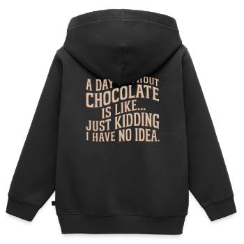 Schikoladen Geschenk für Schoko Liebhaber - Kinder Premium Organic Zip Hoodie - Schwarz - Hinten - AI Model Kid Male (0cm)