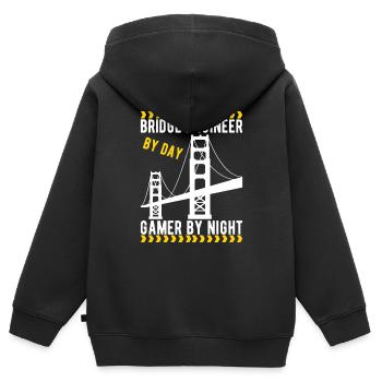 Ingénieur des ponts Construction de ponts - Sweat Premium à capuche zippé enfant bio - noir - Dos - AI Model Kid Male (0cm)