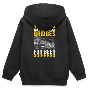 Ingénieur des ponts Construction de ponts - Sweat Premium à capuche zippé enfant bio - noir - Dos - AI Model Kid Male (0cm)