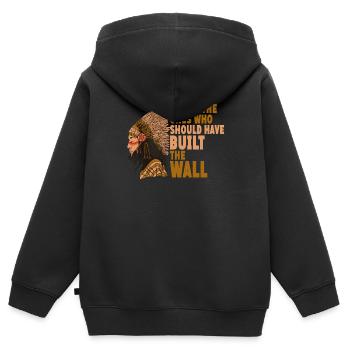 Nous aurions dû construire le mur... - Sweat Premium à capuche zippé enfant bio - noir - Dos - AI Model Kid Male (0cm)