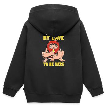 I left my cave to be here, funnier - Kids Premium Organic Zip-up Hoodie - black - Back - AI Model Kid Male (0cm)