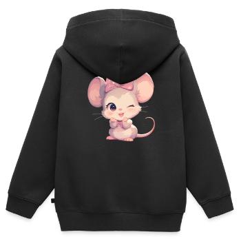 Mäuse Maus - Kinder Premium Organic Zip Hoodie - Schwarz - Hinten - AI Model Kid Male (0cm)