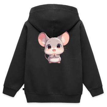 Mäuse Maus - Kinder Premium Organic Zip Hoodie - Schwarz - Hinten - AI Model Kid Male (0cm)