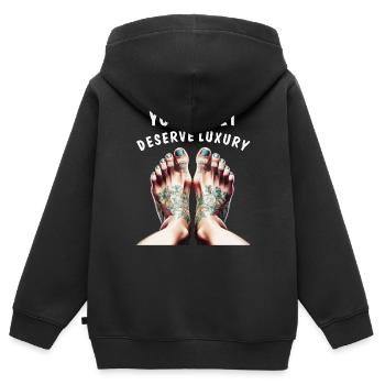 VOS PIEDS MÉRITENT LE LUXE - Sweat Premium à capuche zippé enfant bio - noir - Dos - AI Model Kid Male (0cm)