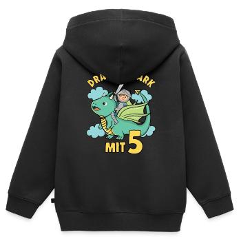 Ritter & Drache Geburtstagsmotiv 5 Jahre Jungen - Kinder Premium Organic Zip Hoodie - Schwarz - Hinten - AI Model Kid Male (0cm)